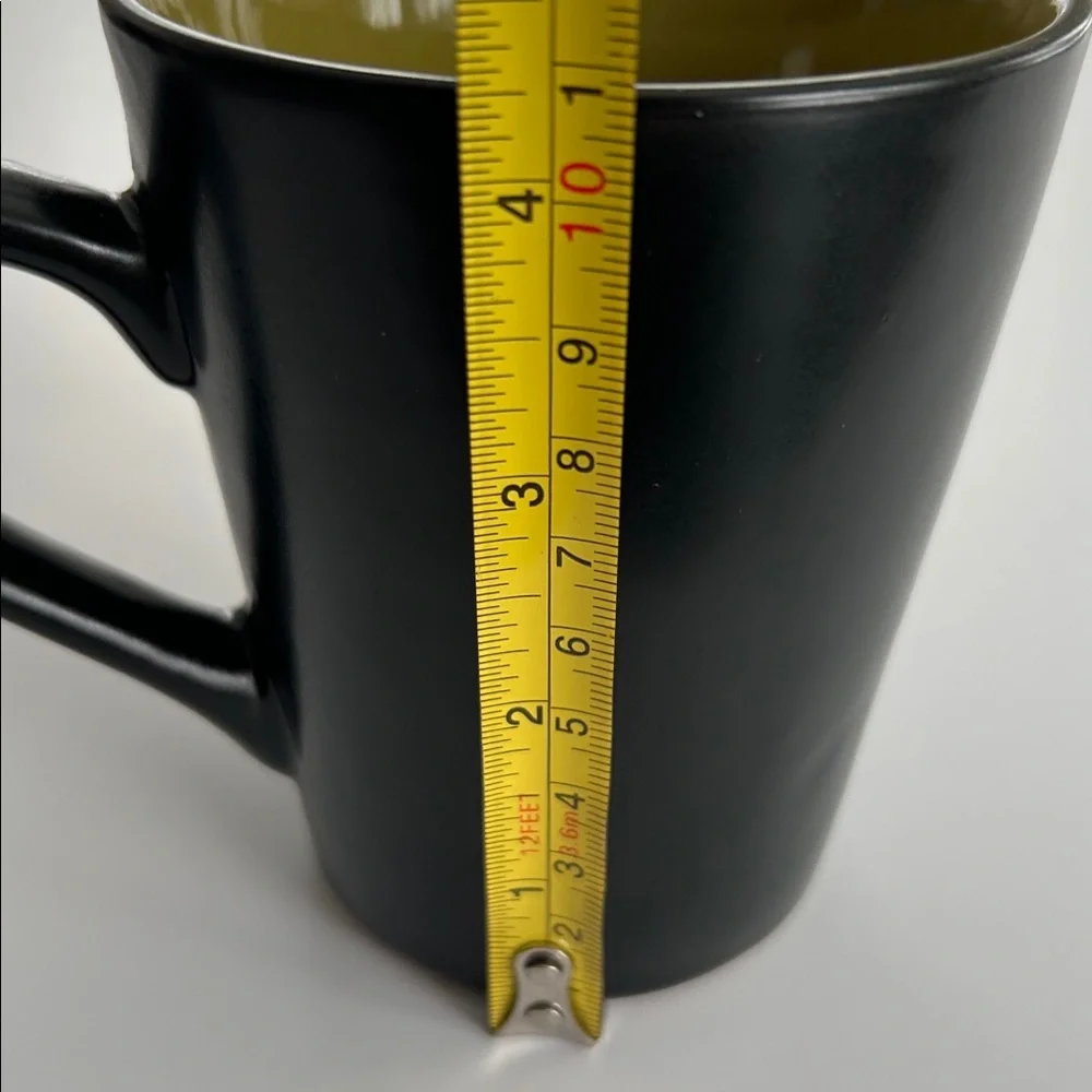 Pier 1 Ebony Rim Green Stoneware Coffee Mugs Set of 4 10 fl oz